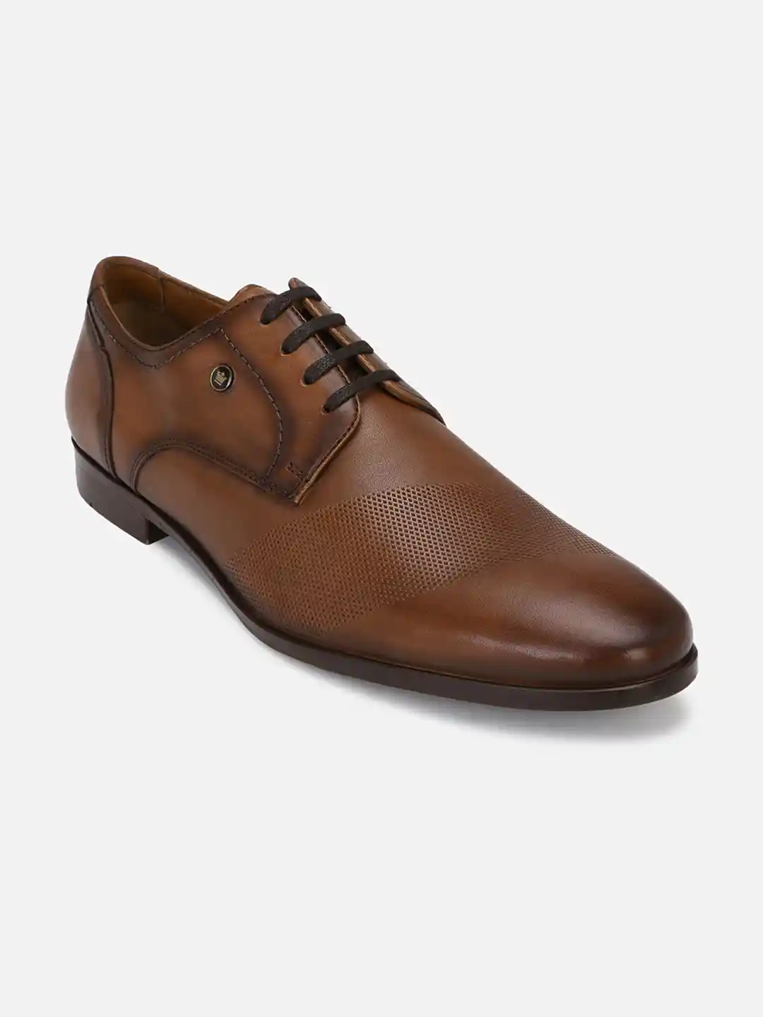 Buy Louis Philippe Men Brown Textured Lace Up Brogues Formal