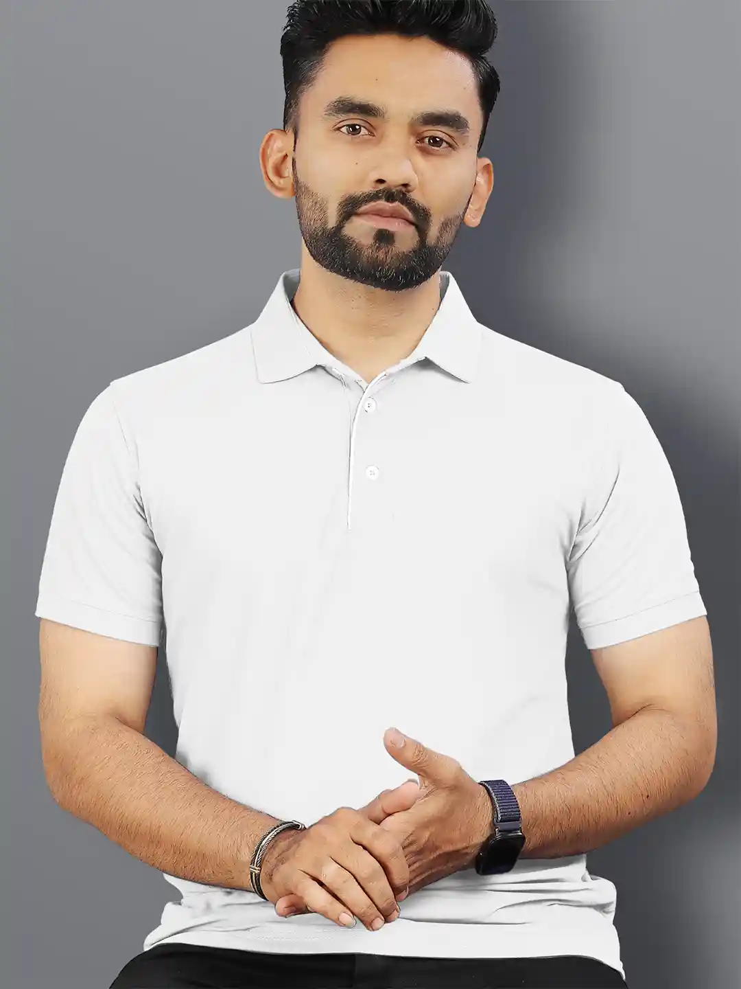 VeBNoR Men Solid Polo Collar Short Sleeves Slim Fit Casual T-shirt