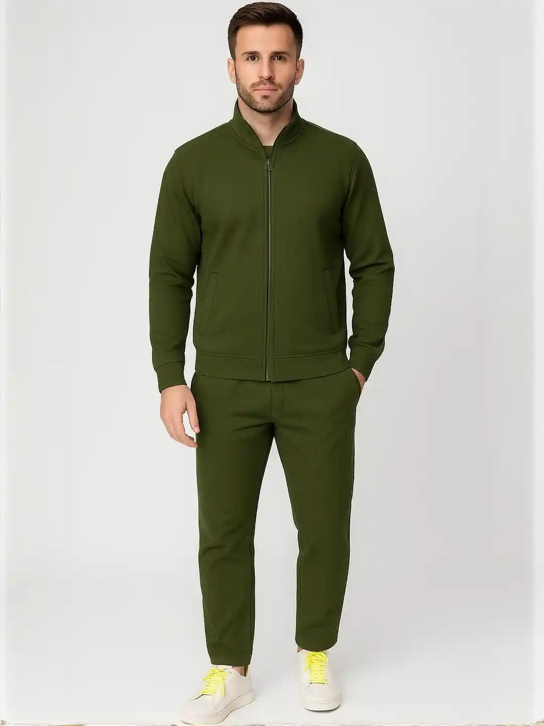 Buy UllasPemium Men Olive Double Layer Winter Tracksuit