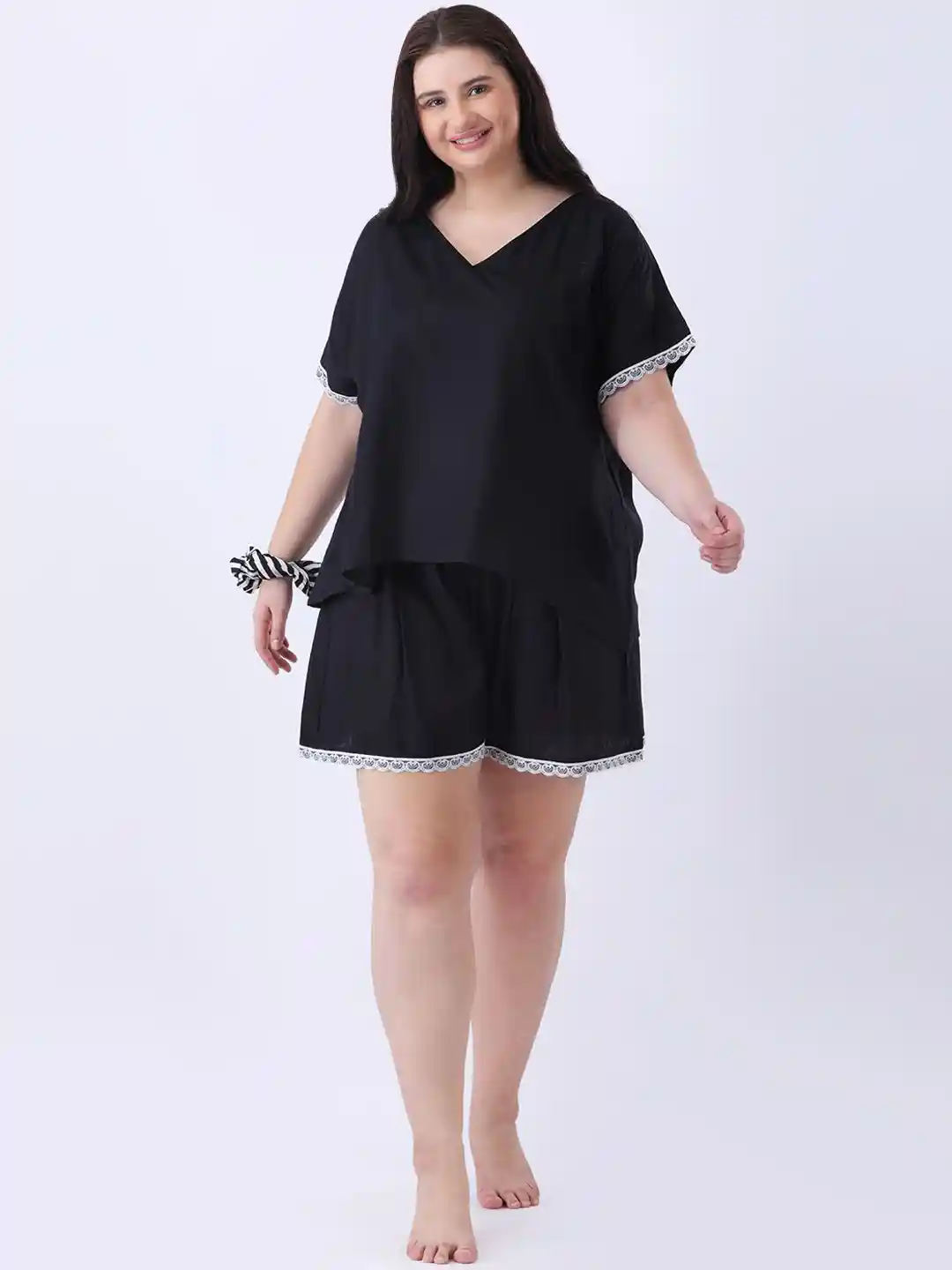 Qurvii Women Plus Size V-Neck Night suit