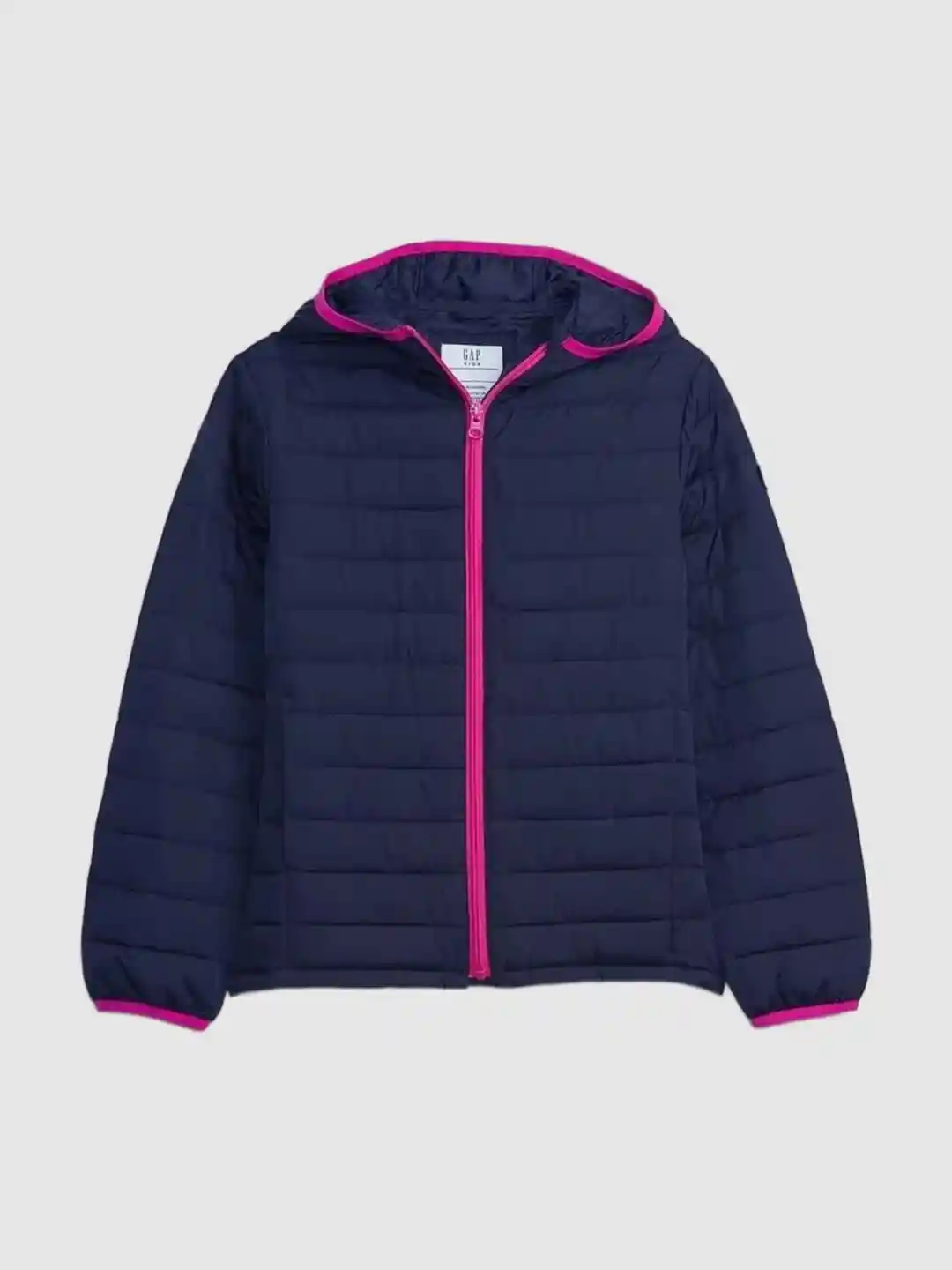 Buy GAP Girls Navy Blue Hooded Quilted Puffer Jacket With Zip - Main Image