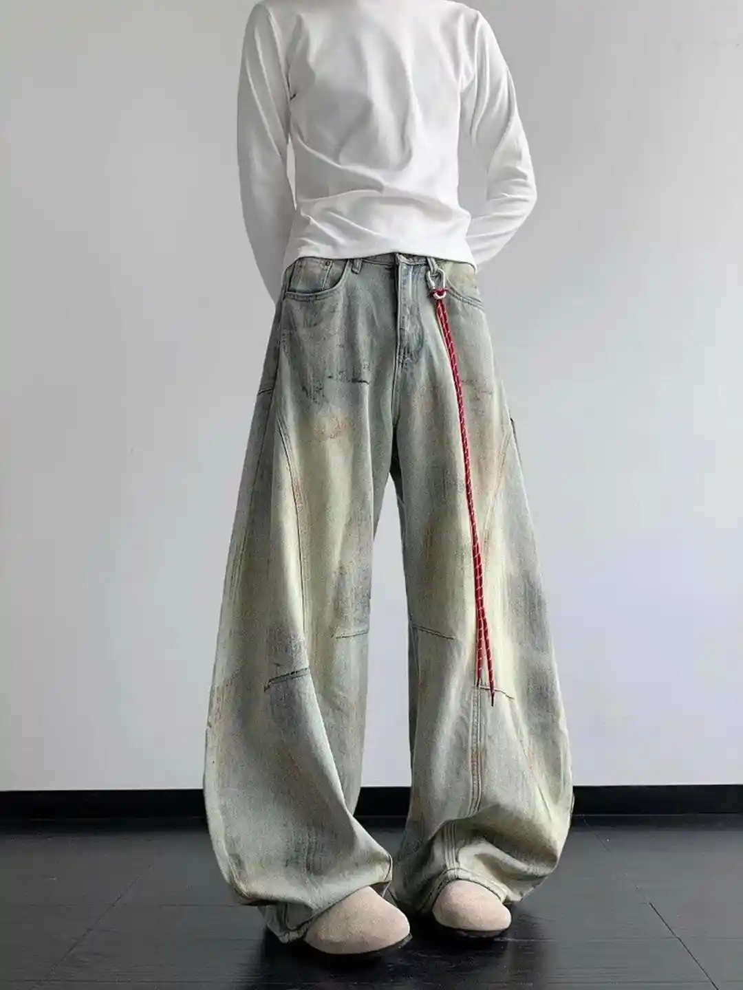 Buy StyleCast x Revolte Men Wide Leg Mid-Rise Medium Fade Jeans