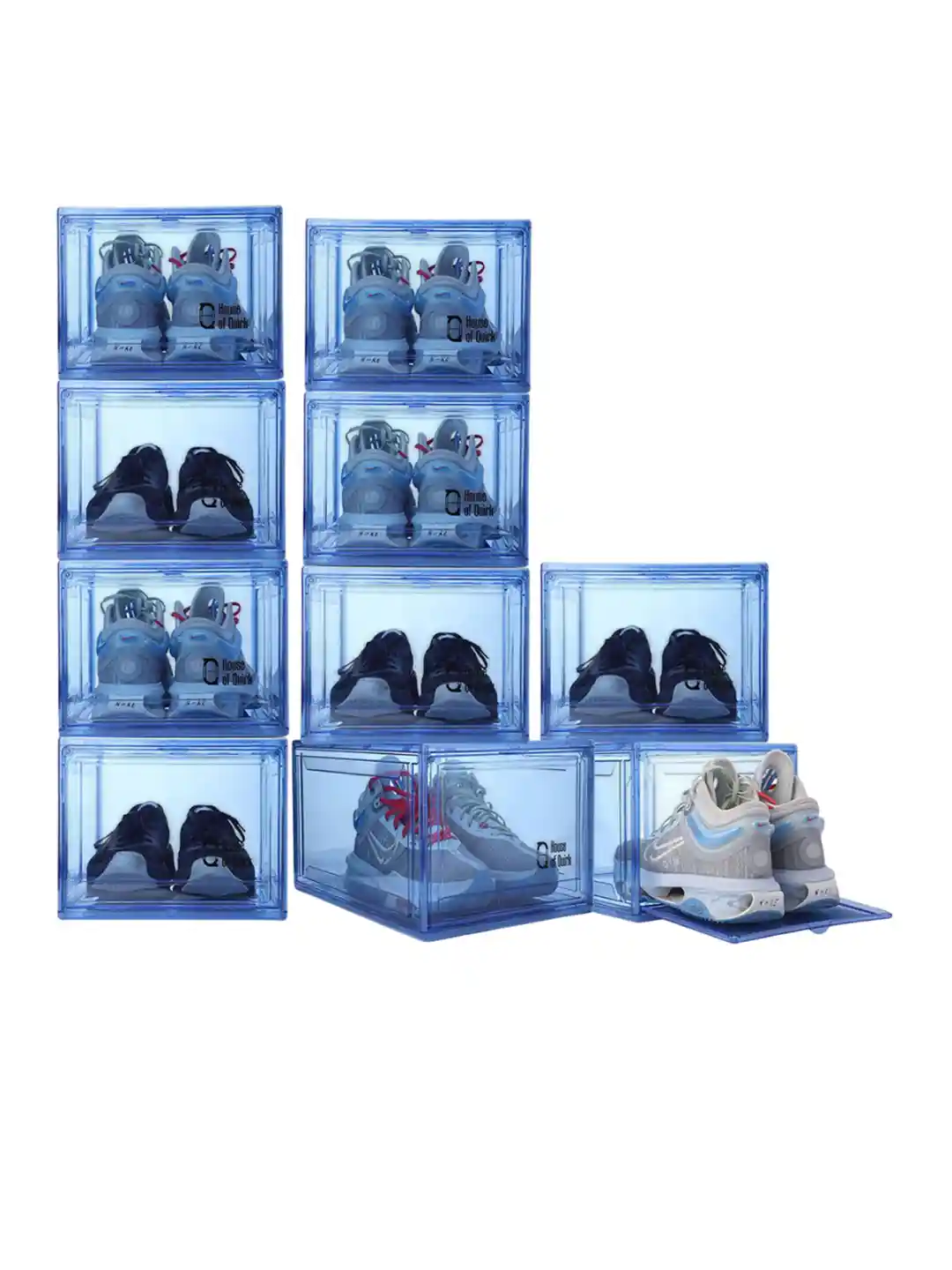 Buy HOUSE OF QUIRK Blue 10 Pieces Clear Stackable Shoe Storage