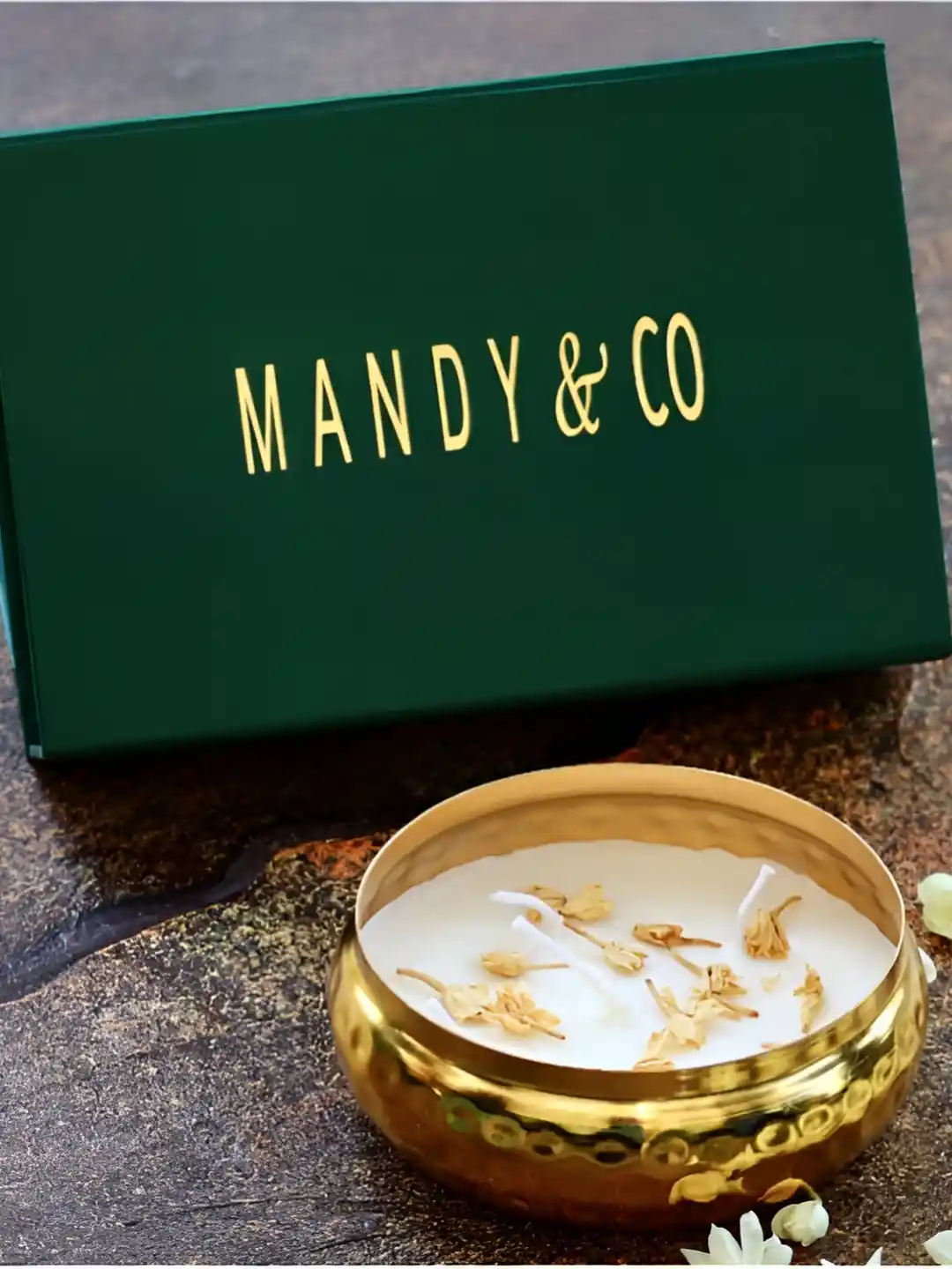Buy Mandy Co White Gold-Toned Urli Jasmine Scented Soy Candle