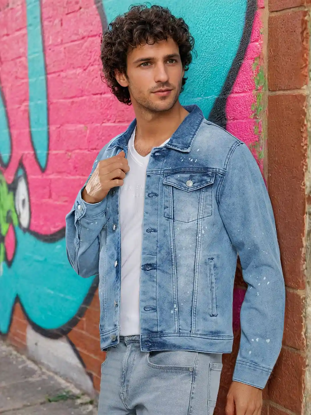 Buy The Indian Garage Co Men Washed Slim Fit Denim Jacket