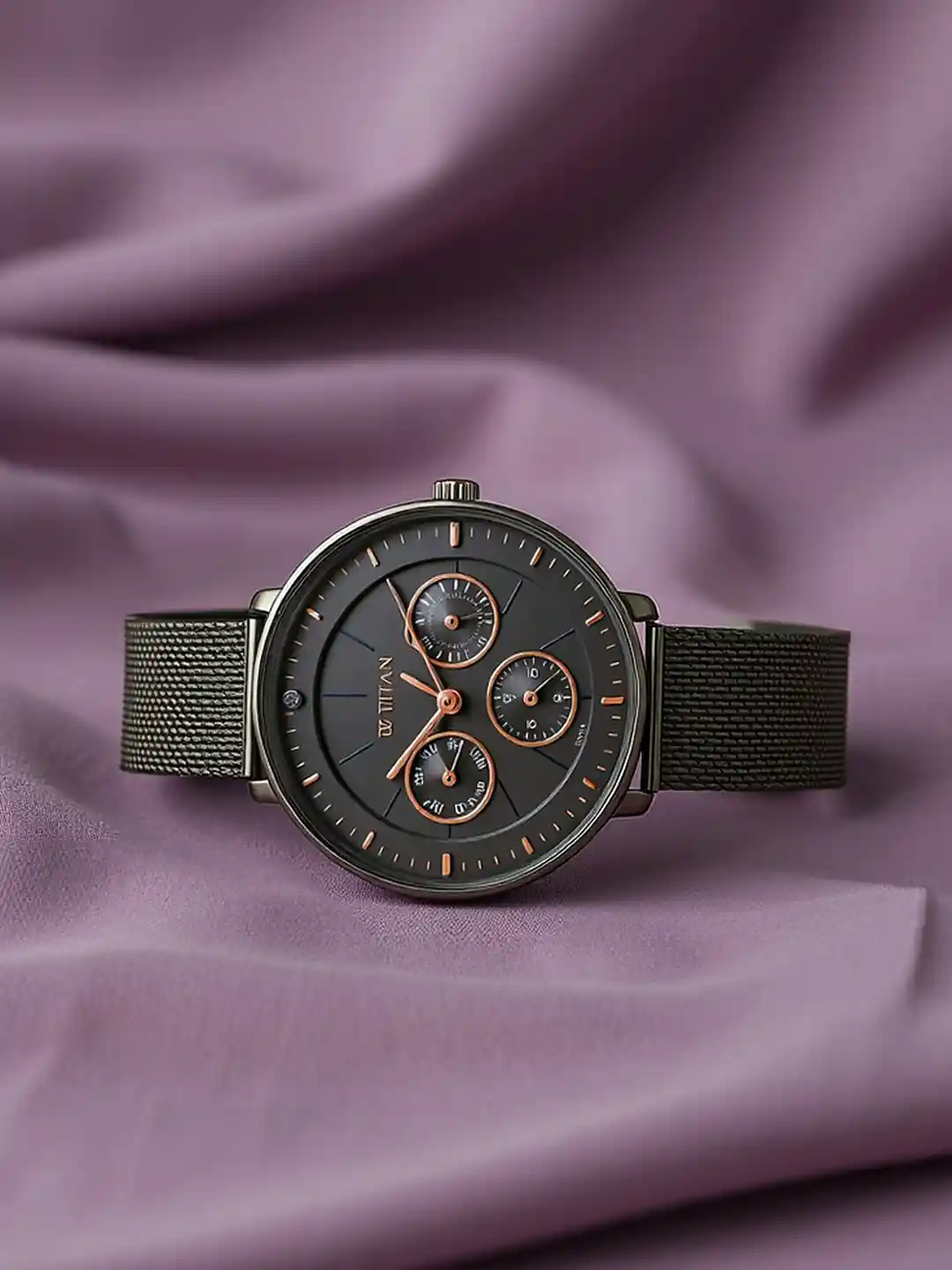 Buy Titan Women Brass Dial Stainless Steel Bracelet Style Straps