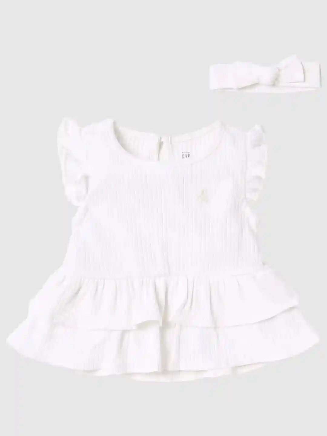 Buy GAP Infant Girls Self Design Ruffle Round Neck A-Line Dress
