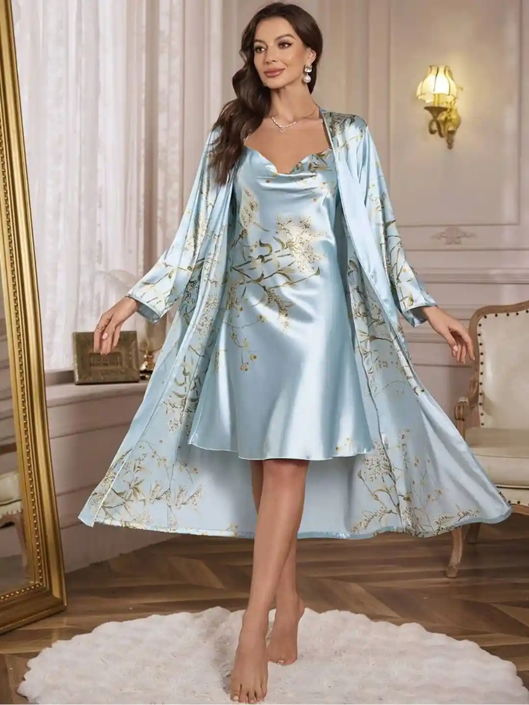 Buy For You For Me Women 2-Piece Satin Night Suit Nightdress for