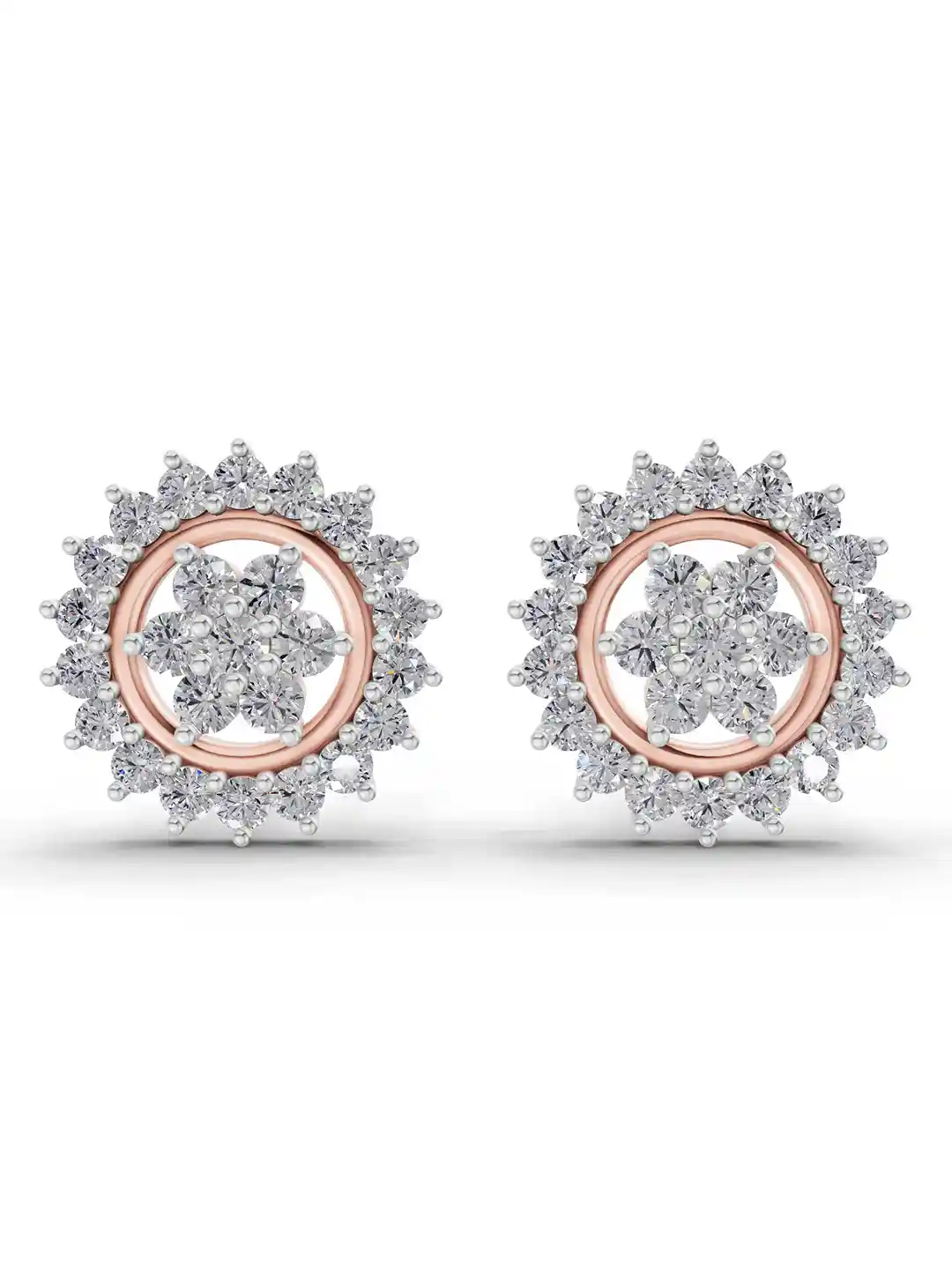 Sparkles 14K Rose Gold Lab Grown Diamond Carat Round Shape Diamond  Stud Earrings