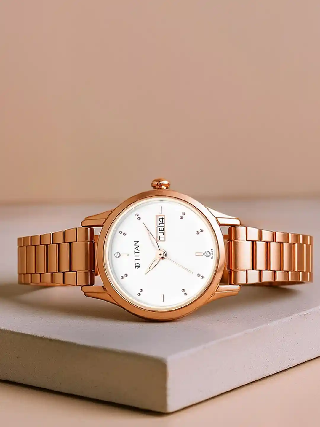 Buy Titan Women White Brass Dial Rose Gold Toned Straps Analogue