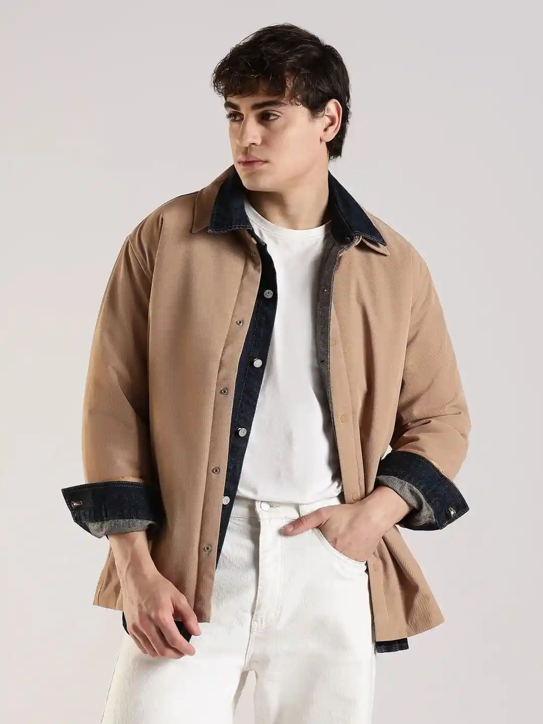 Buy Calvin Klein Jeans Men Solid Spread Collar Relaxed Fit Open