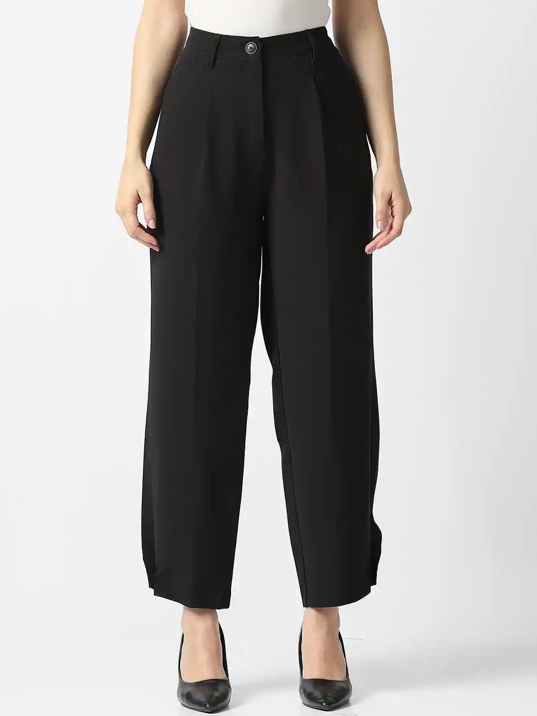 Buy Van Heusen Woman Slim Fit Mid-Rise Pleated Trousers Trousers