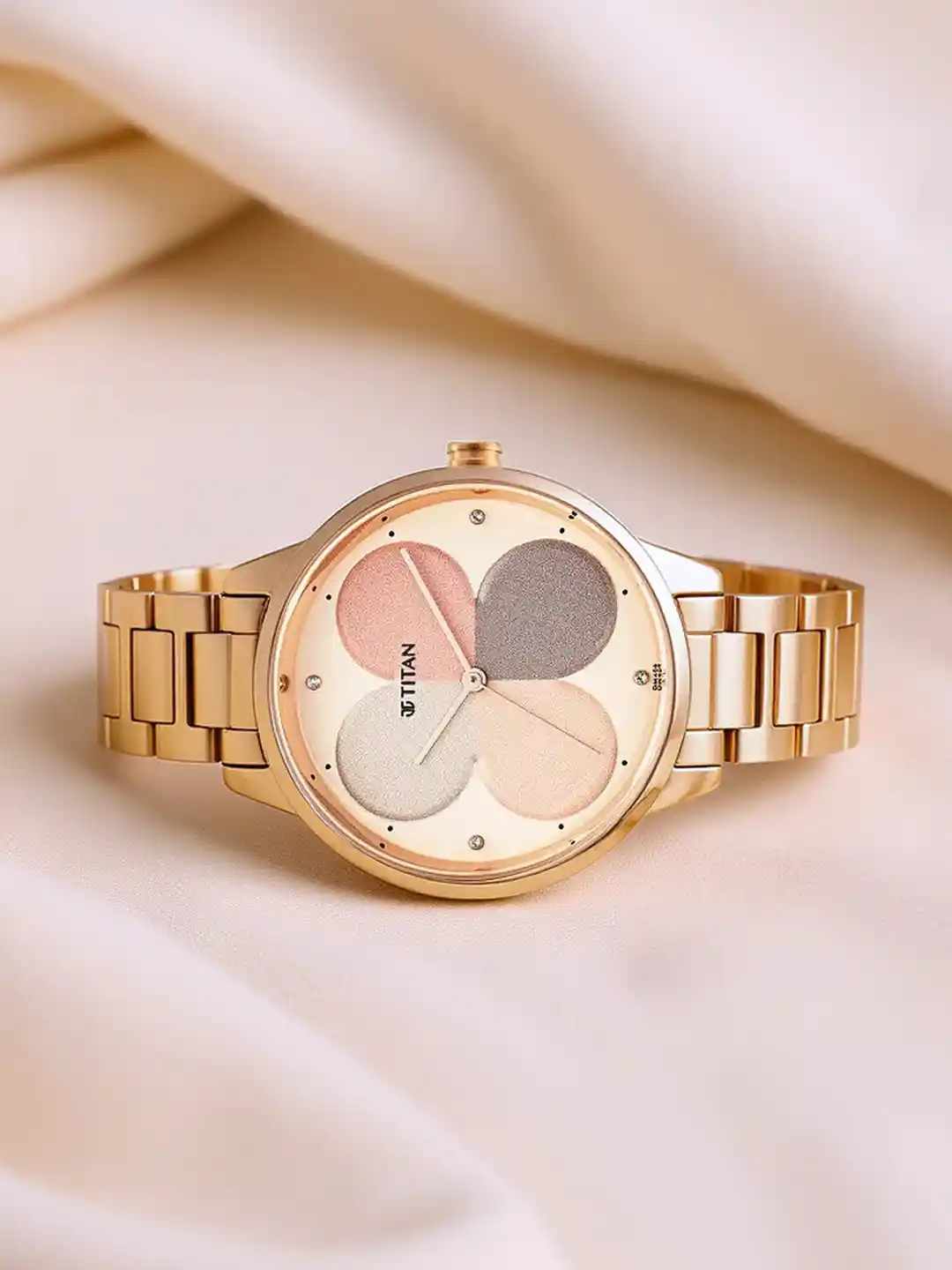 Titan Women Rose Gold-Toned Brass Printed Dial Rose Gold Stainless Steel  Strap Watch