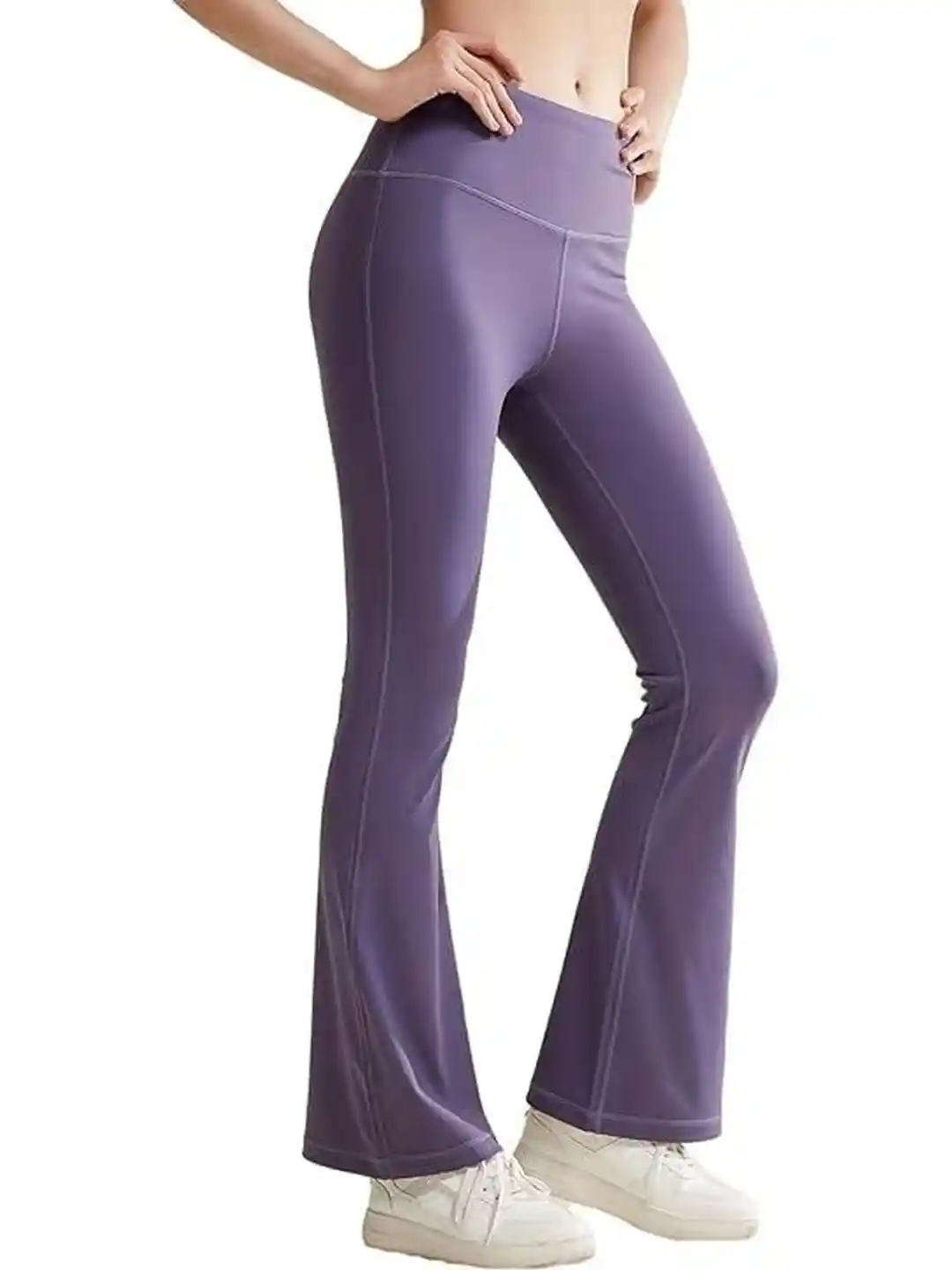 Women Purple High-Waisted Flared Bootcut Bell Bottom Slim Fit Legging Pant