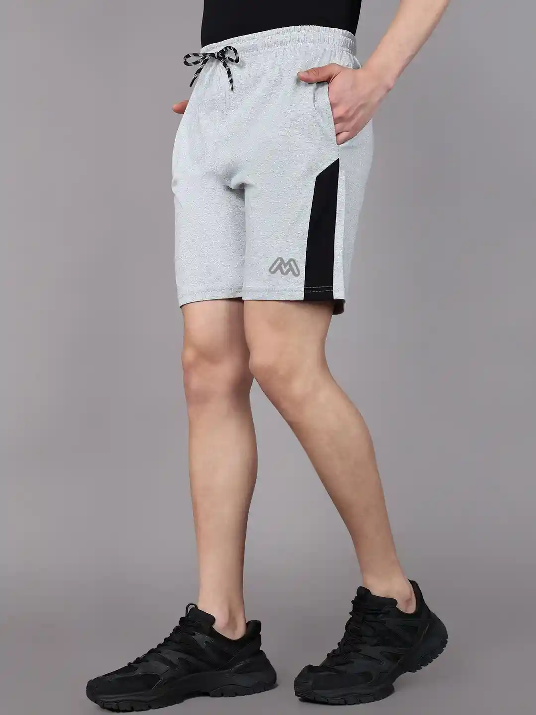 Moda Rapido Men Grey Solid Mid-Rise Drawstring Cotton Training or Gym Shorts