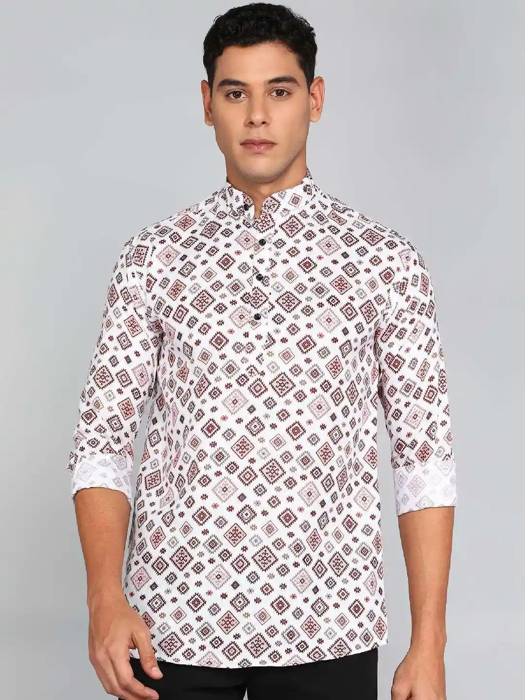 Buy Eleni Trendz Men Digital Printed Mandarin Collar Shirt Style
