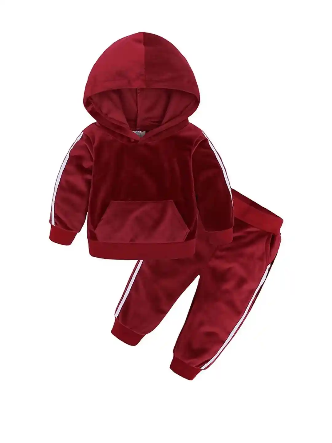 Buy YK Kids Unisex Maroon Velvet Tracksuit Sweatshirt with Jogger