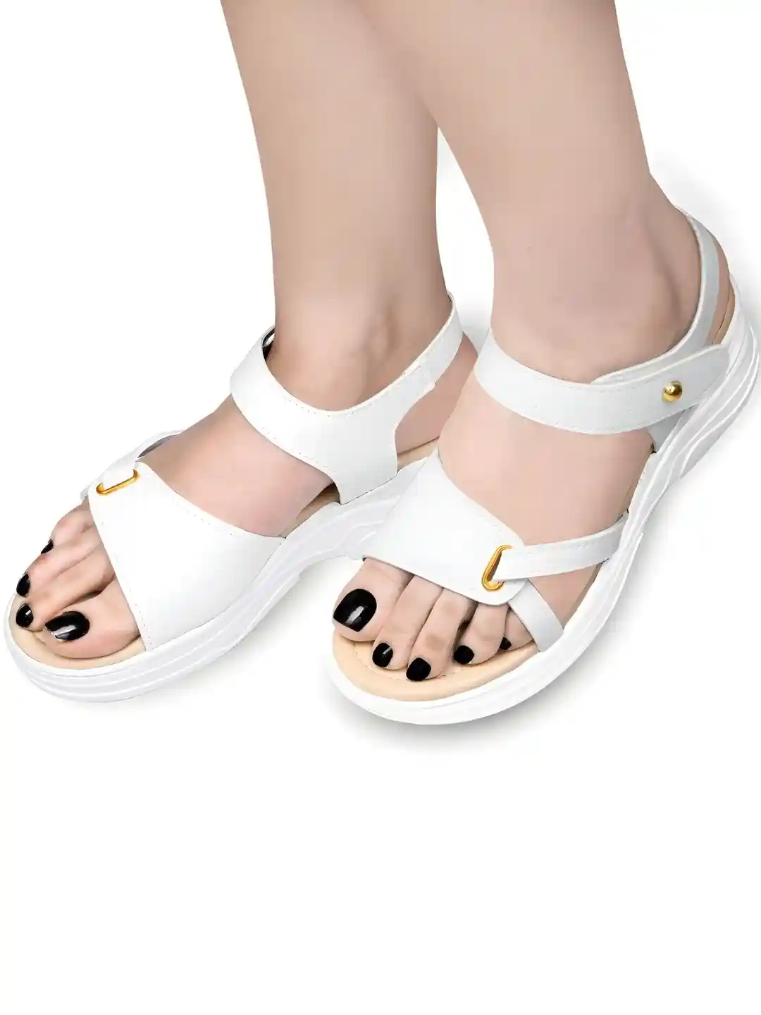 Womens Sandals White Two Buckle Sandals Shelly Womens White Double