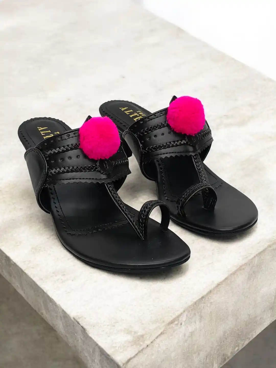 THE ALTER Women Woven Design Kitten Heel Sandals