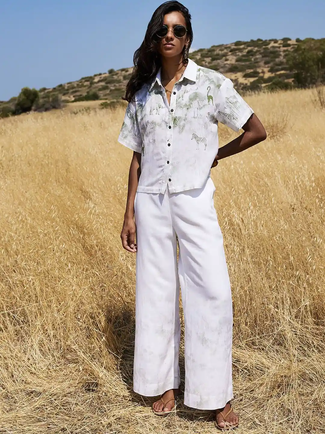 Buy AND Printed Short Sleeves Shirt With Trousers Co-Ords for