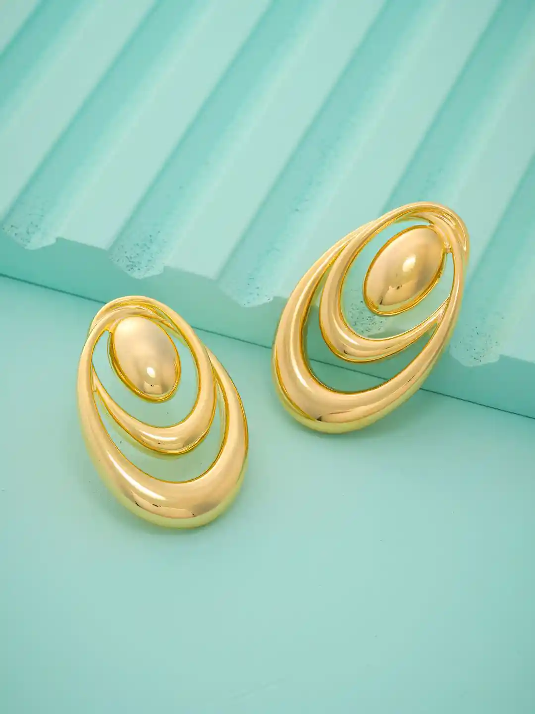 Buy Kushal's Fashion Jewellery Gold-Plated Oval Studs Earrings