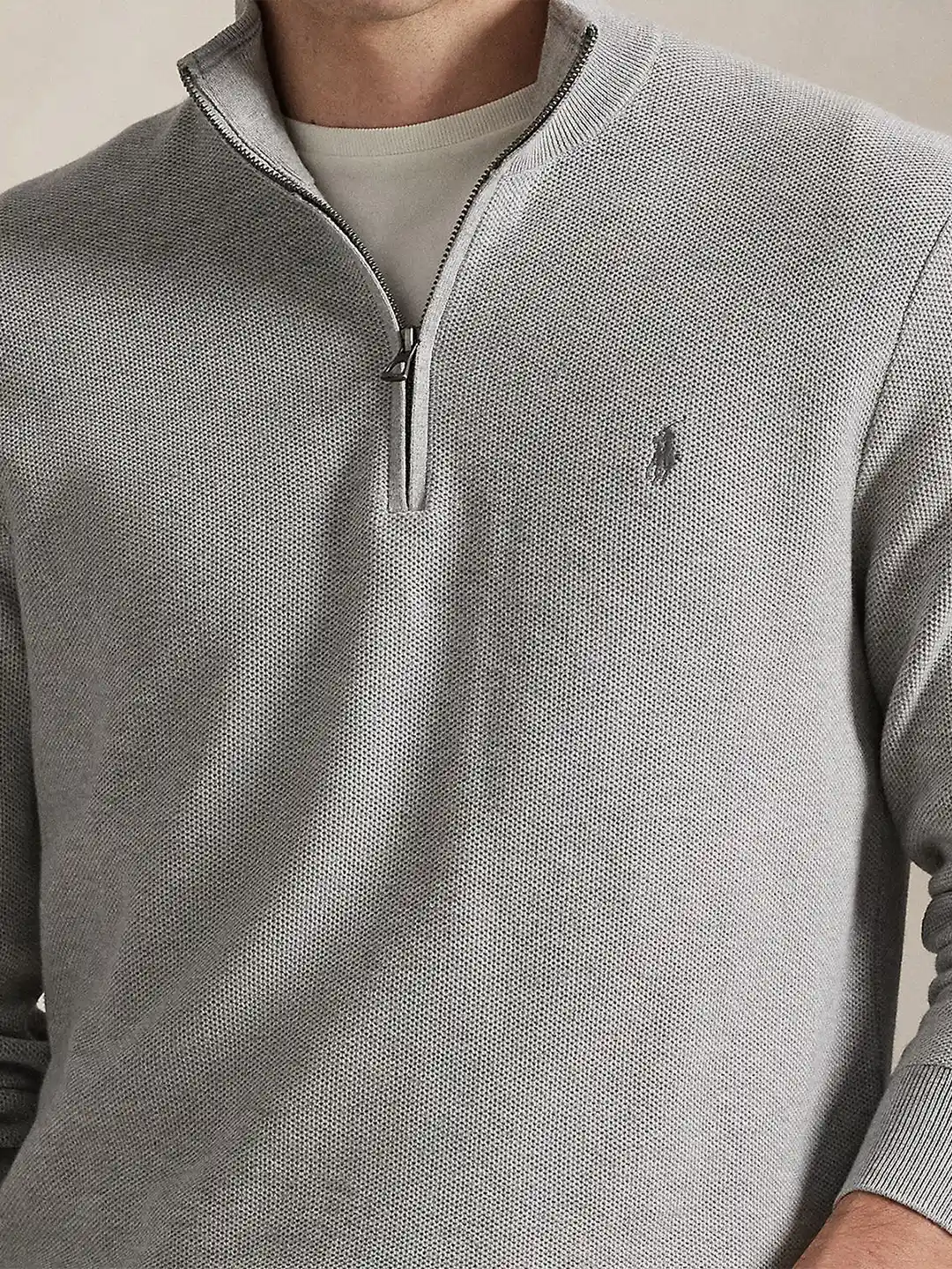 Buy Polo Ralph Lauren Mesh-Knit Cotton Quarter-Zip Sweater