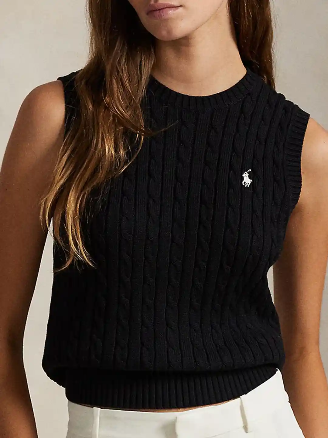 Polo Ralph Lauren Women Cable Knit Crop Sweater Vest