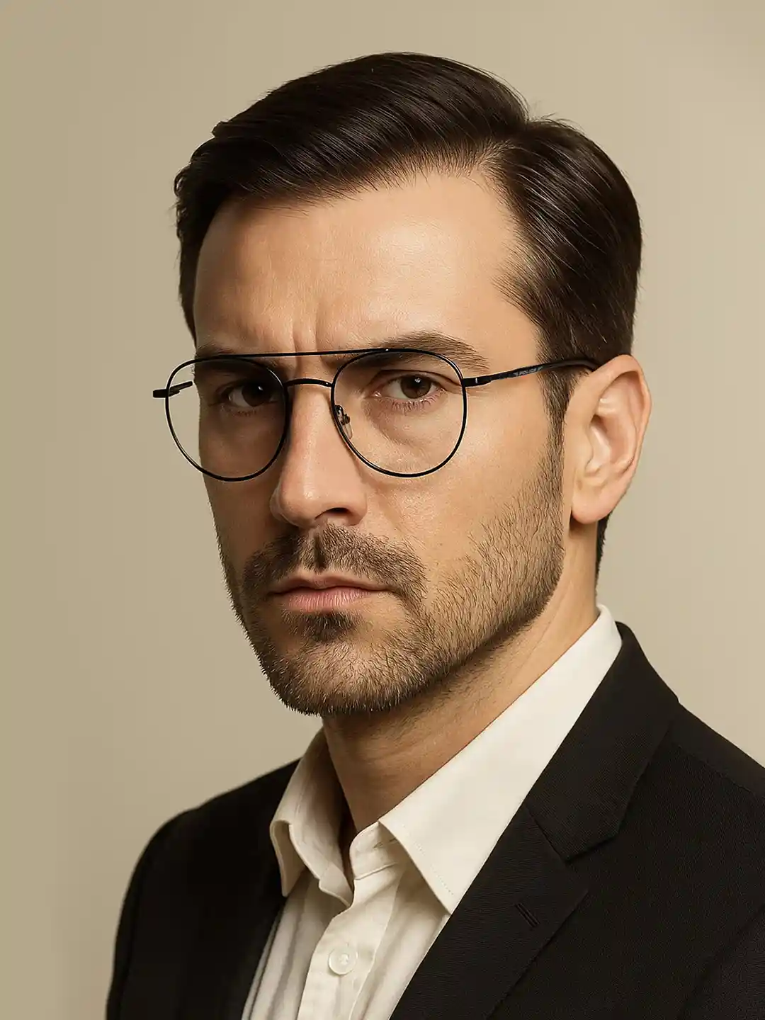 Police Men White Black Full Rim Aviator Frames