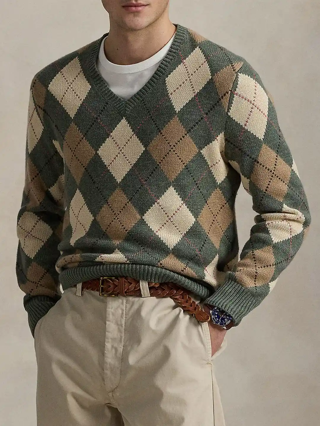 Buy Polo Ralph Lauren Men Argyle Self Design Pullover Woollen