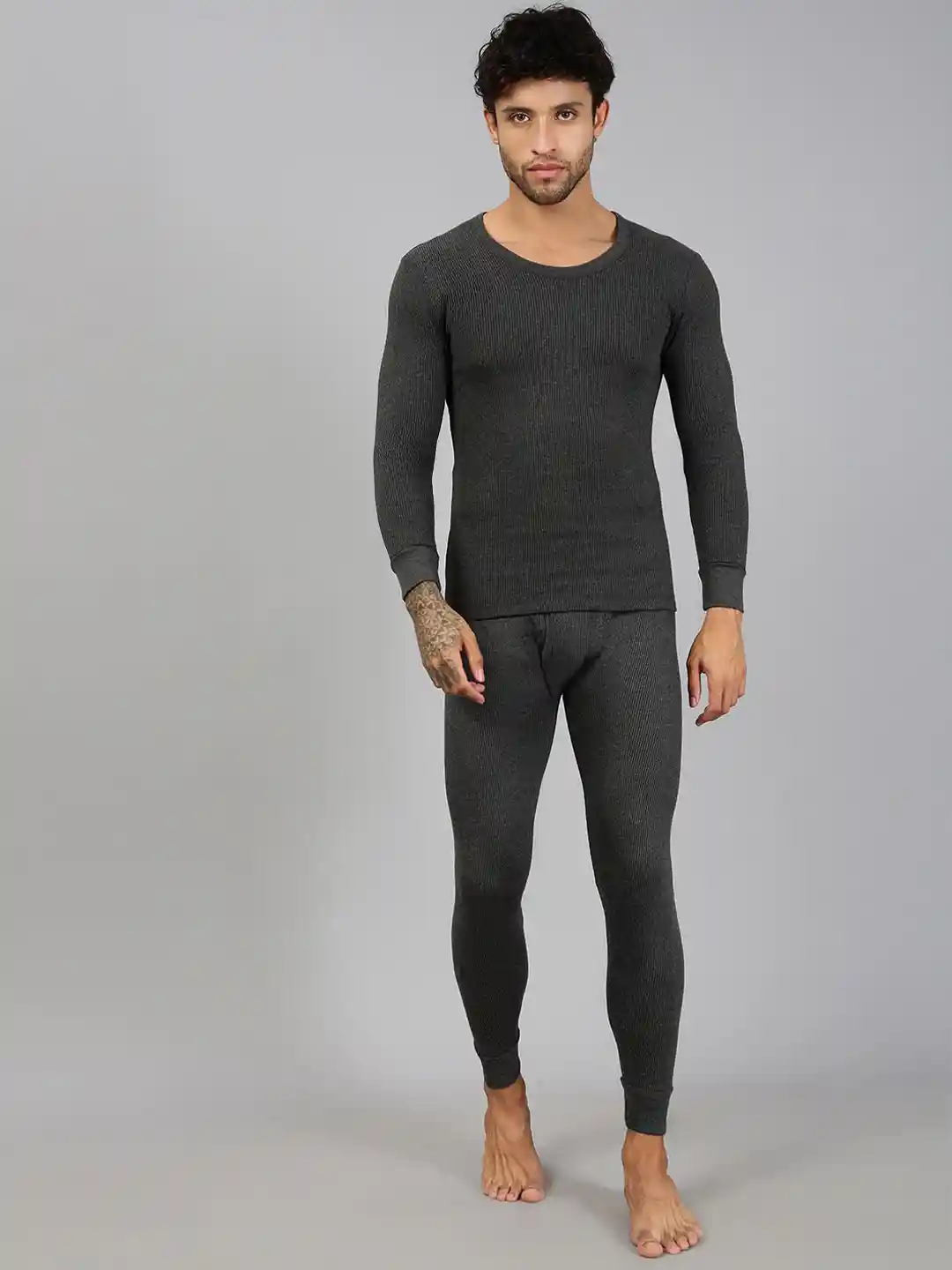 Buy Lux Cozi Men Solid Round Neck Thermal Set Thermal Set for