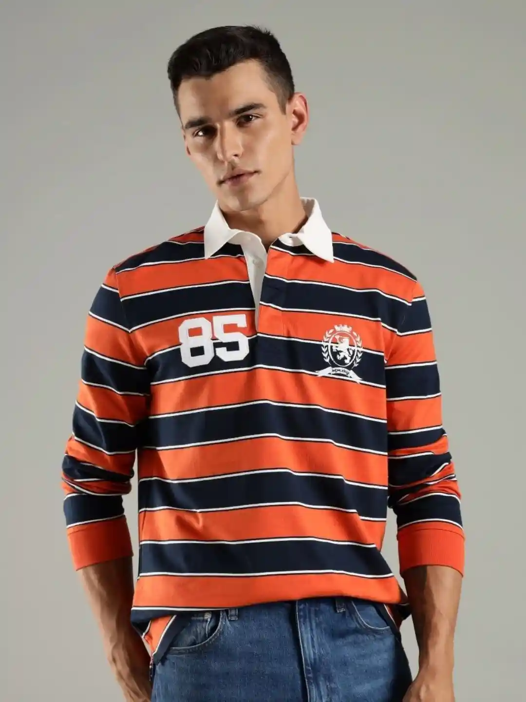 Tommy Hilfiger Striped Polo Collar Relaxed Fit Pure Cotton T-shirt