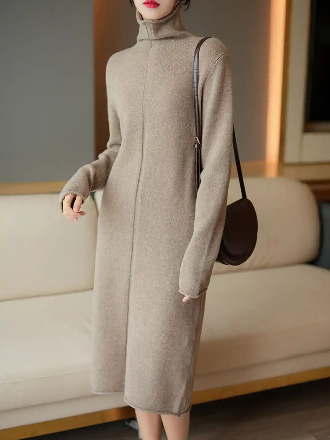 Buy bebe Women High Neck Long Sleeves Shift Dress Dresses for