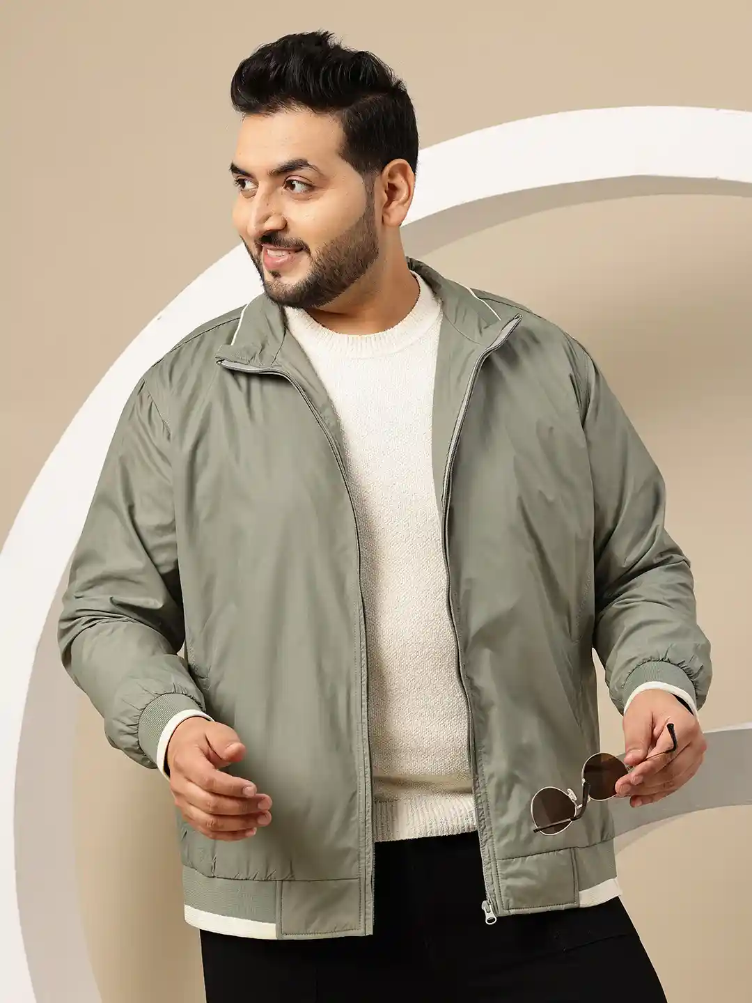 Buy Sztori Plus Size Mock Collar Bomber Jacket Jackets for Men