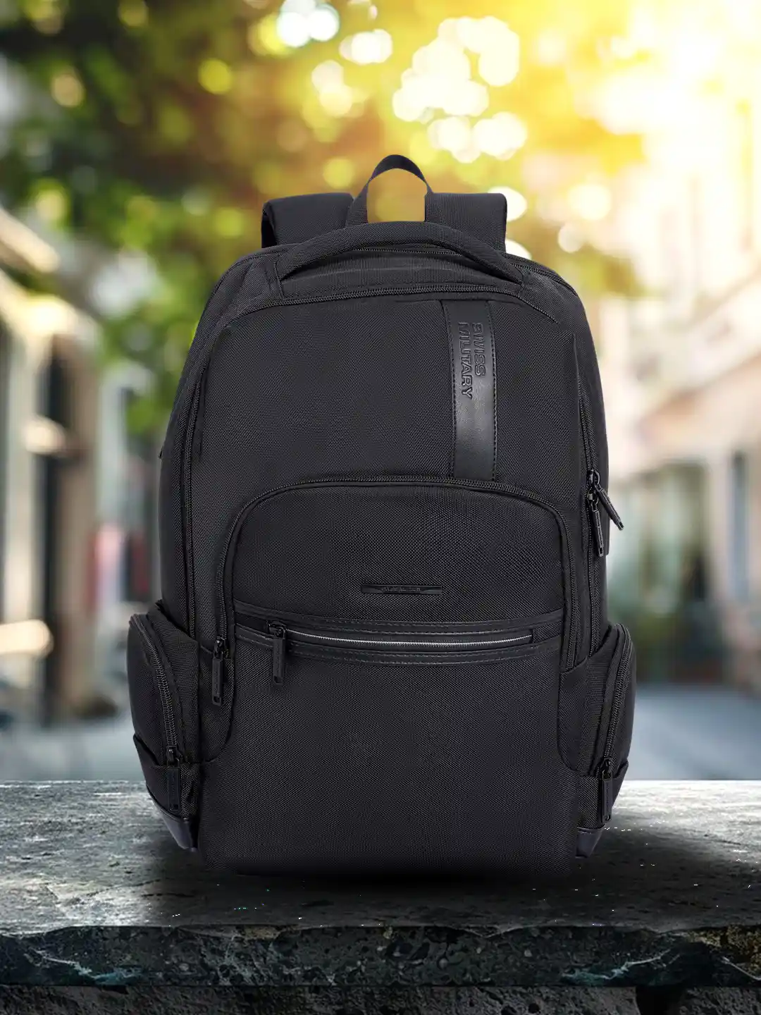 SWISS MILITARY Unisex Solid Laptop Backpack with USB Charging Port