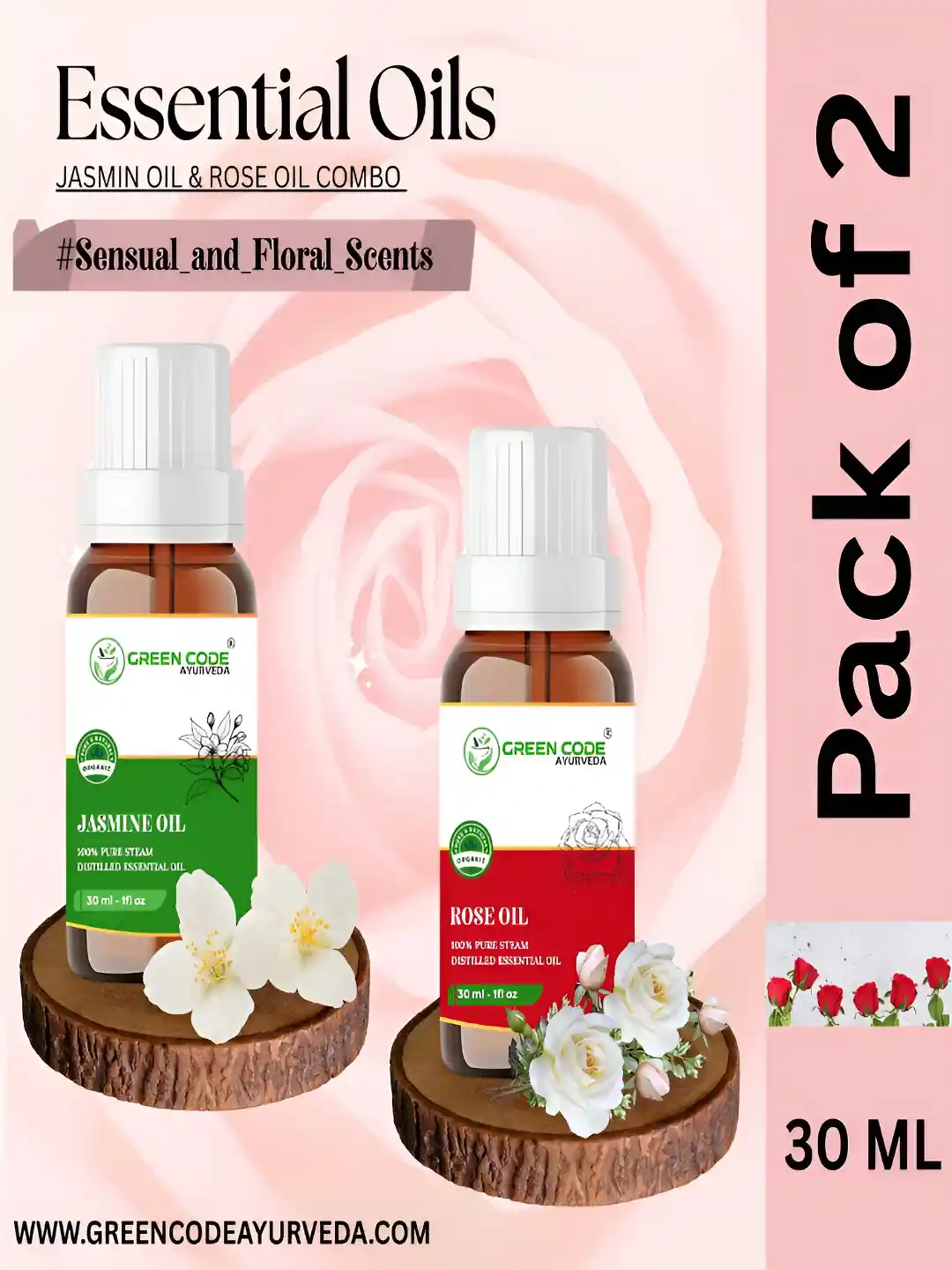 Buy GREEN CODE AYURVEDA Set Of 100% Pure Jasmine Rose
