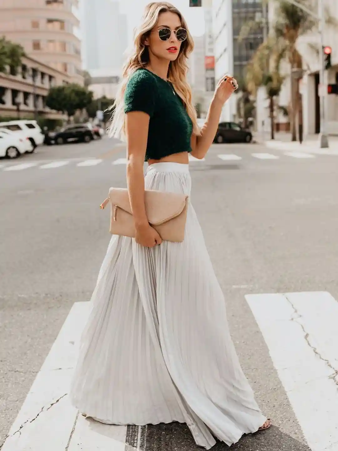 StyleCast Pleated Flared Accordion Pleats Maxi Skirt