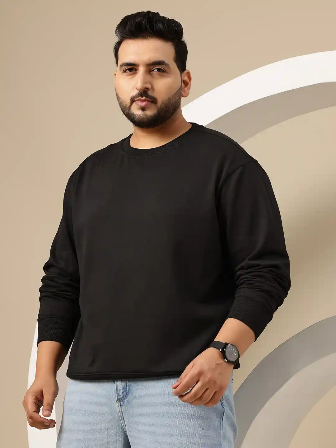 Buy Sztori Plus Size Drop-Shoulder Sleeves Relaxed Fit Sweatshirt