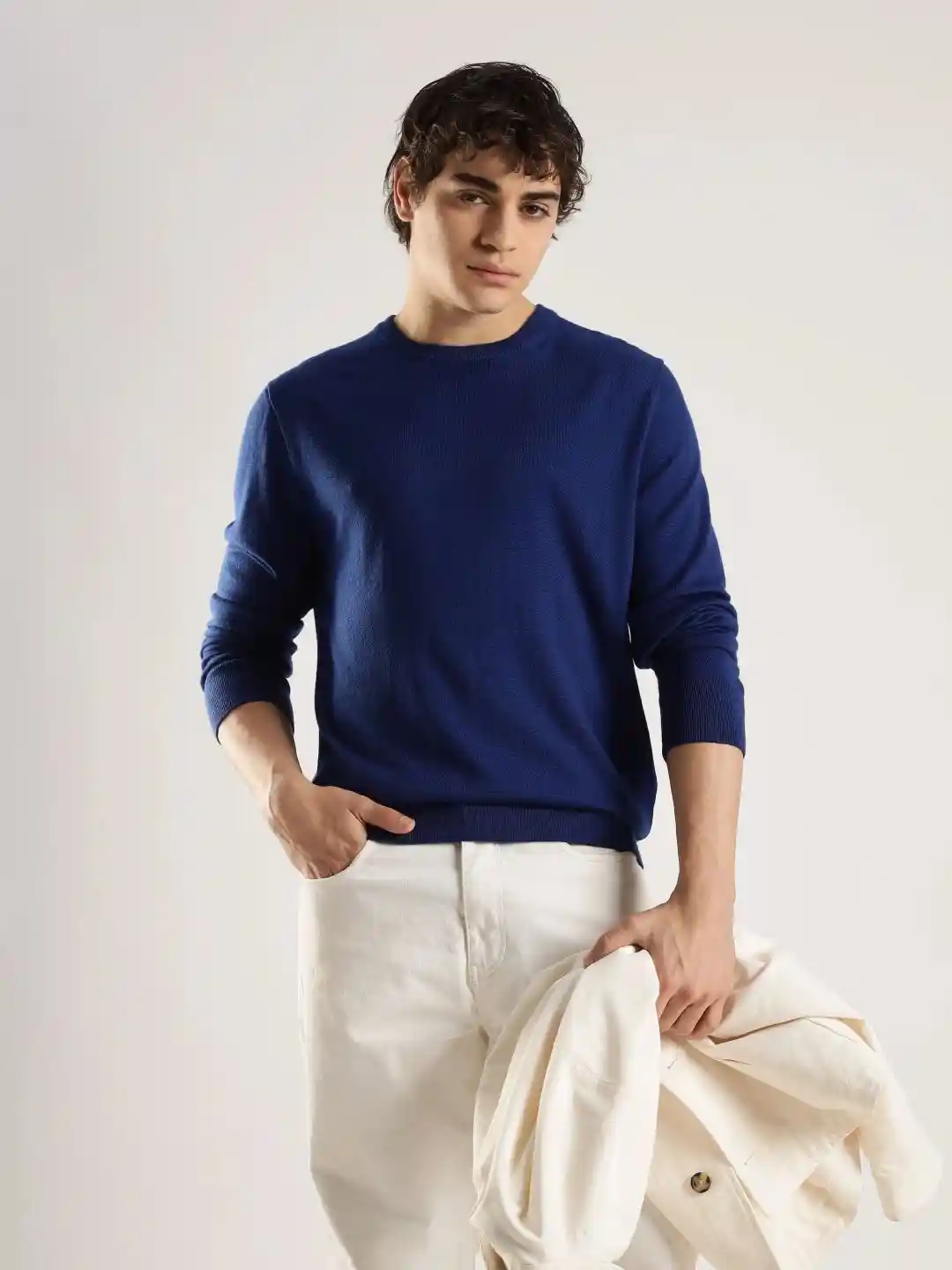 Buy Calvin Klein Jeans Men Solid Regular Fit Long Sleeves Pullover