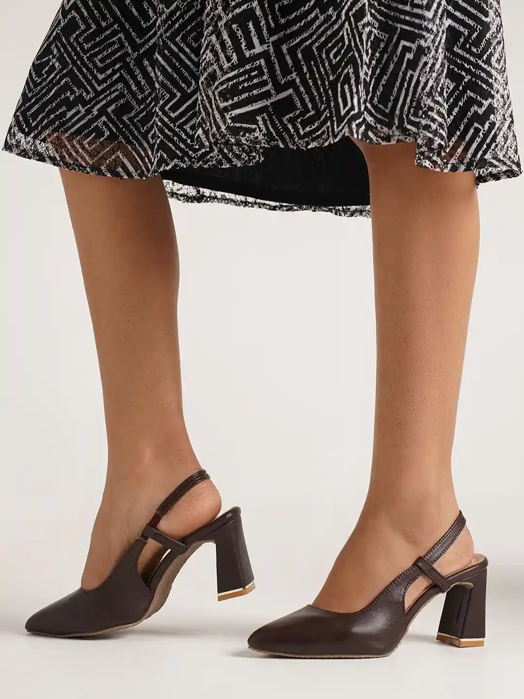 JM Looks Women Crafted Comfortable Slingback Strap and Pointed Toe Block  Heel Sandals