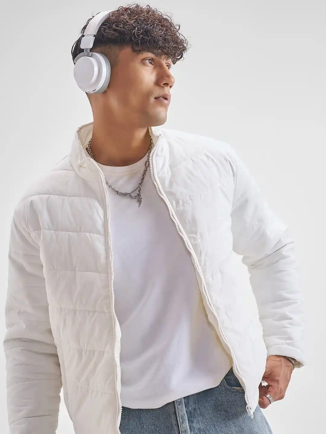 Buy HIGHLANDER Men White Solid Padded Jacket Jackets for Men