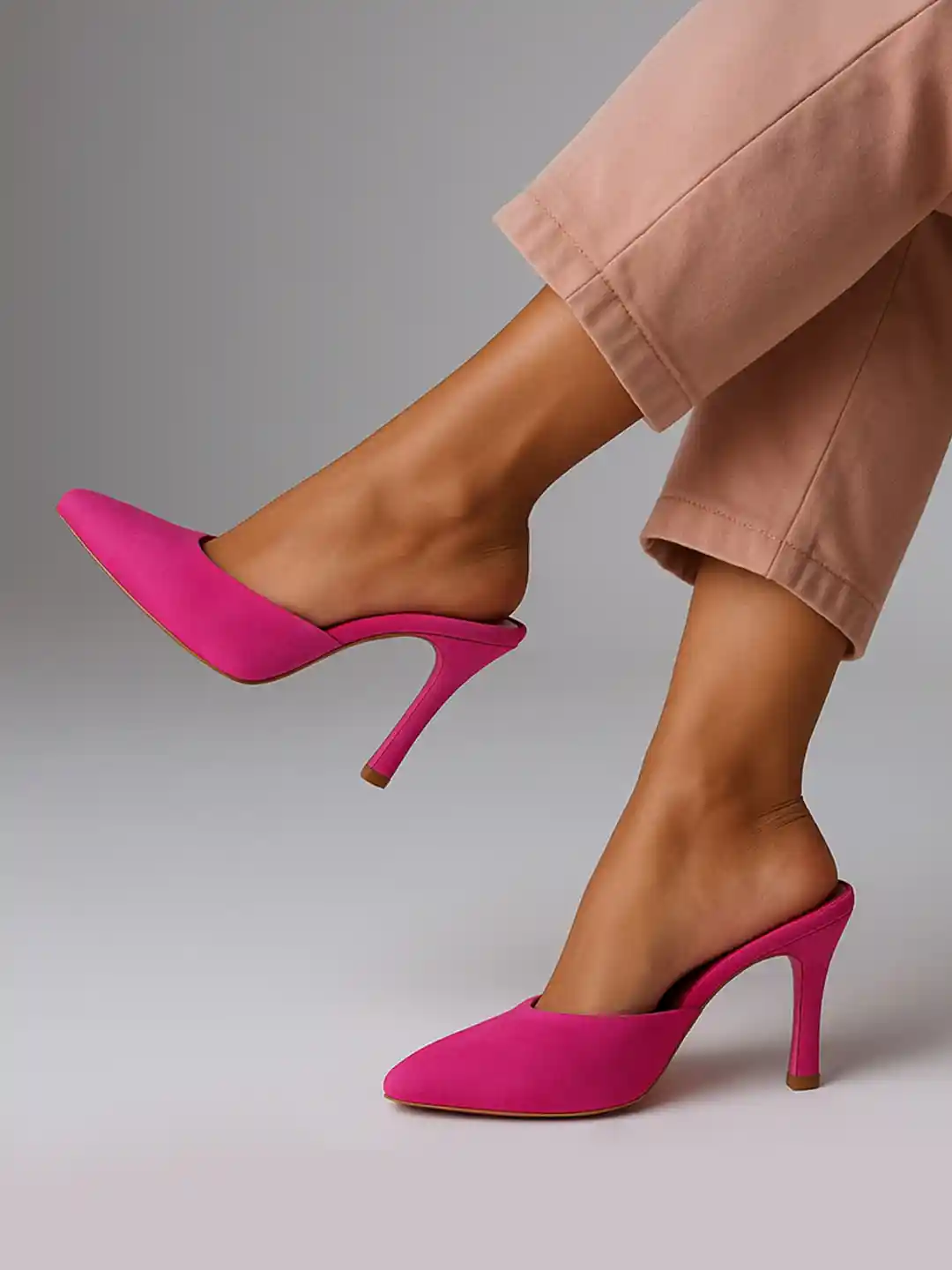 Buy Street Style Store Pointed Toe Slim Heel Mules Heels for