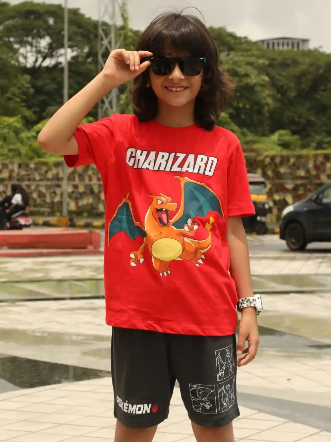 Nap Chief Kids Unisex Pokemon Charizard Printed Pure Cotton T-shirt With  Shorts
