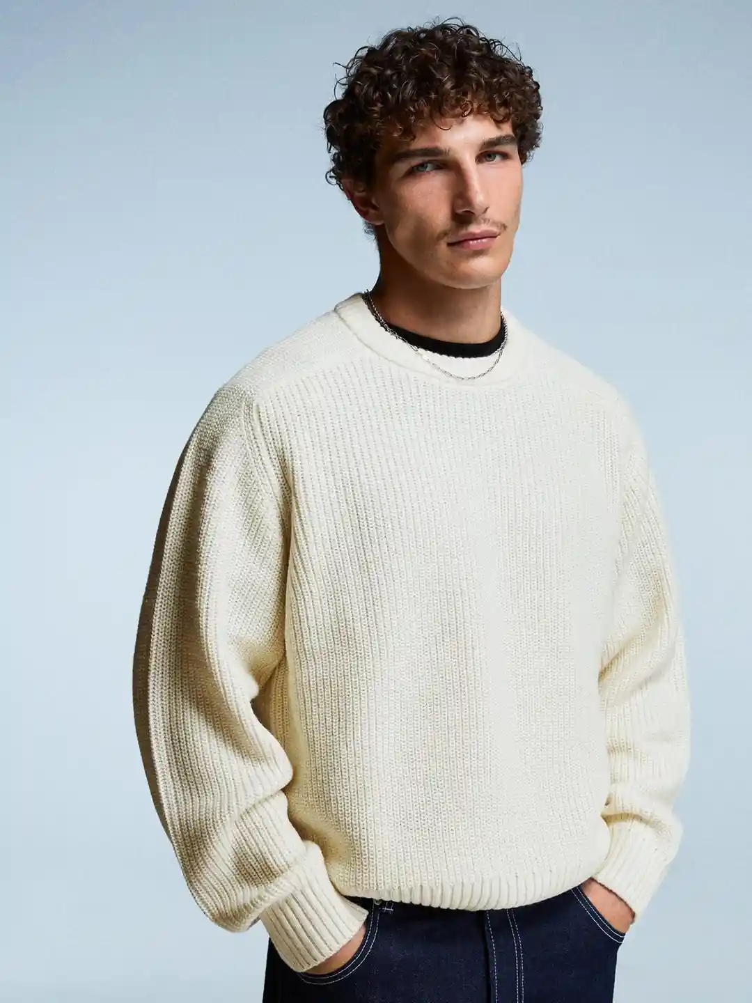 Buy Bershka Purl Knit Wool Blend Sweater Sweaters for Men