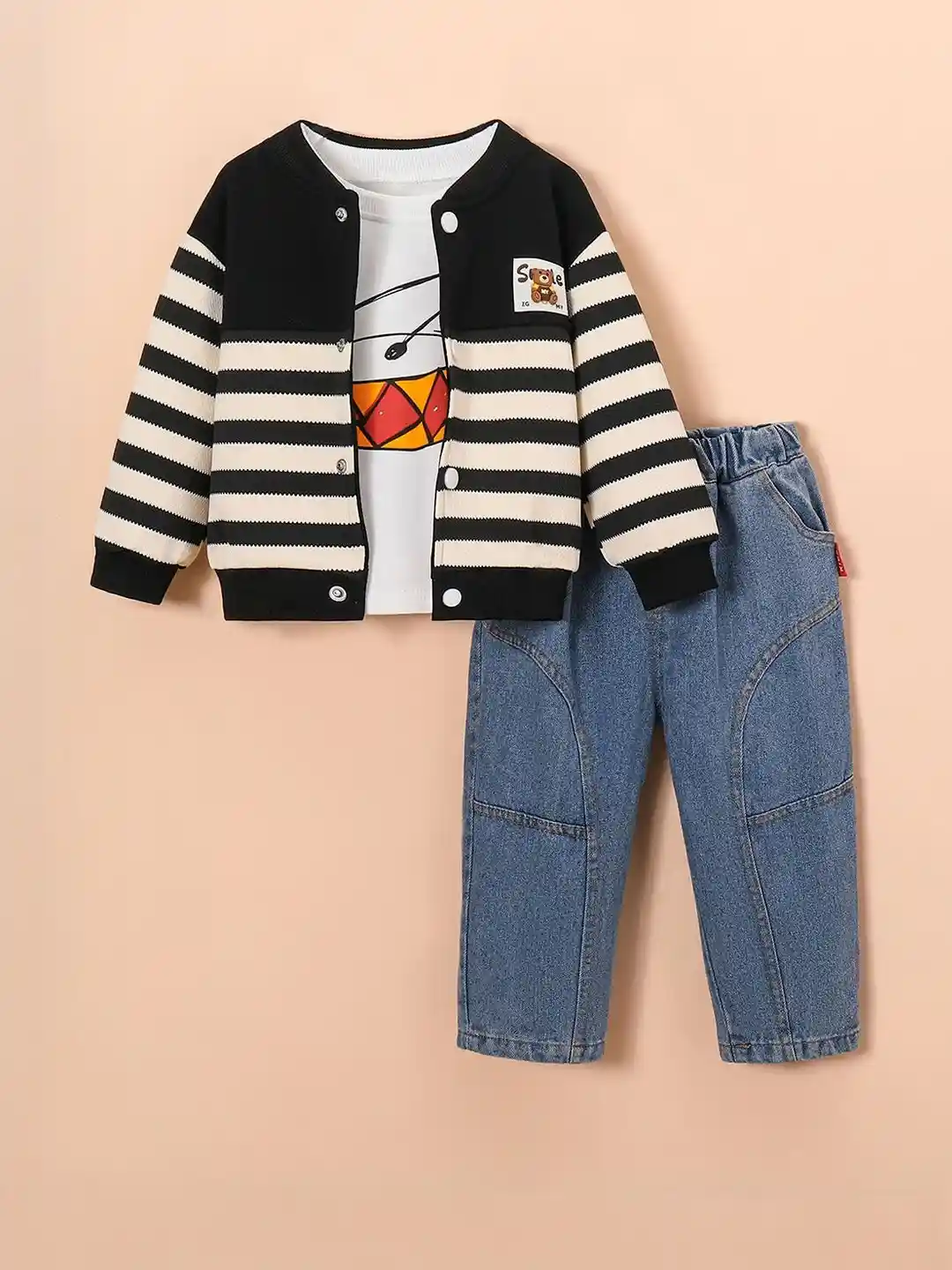 Buy Hopscotch Kids Boys Black Blue Striped T-shirt Shirt with