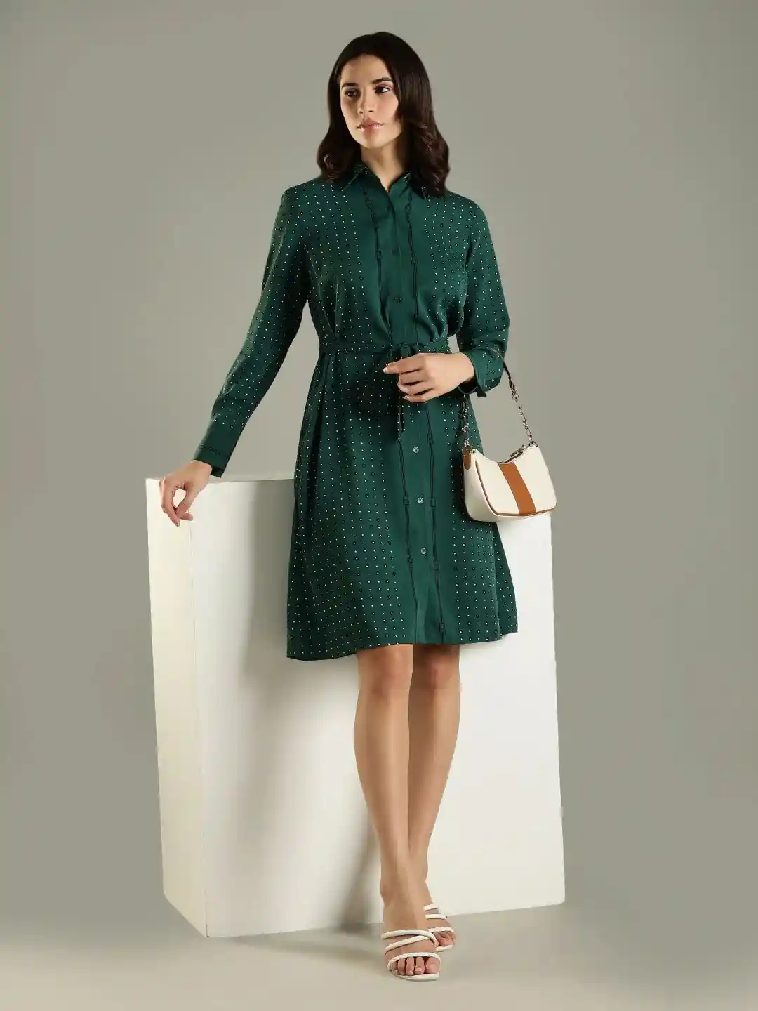 Buy Tommy Hilfiger Women Polka Dots Printed Spread Collar Belted