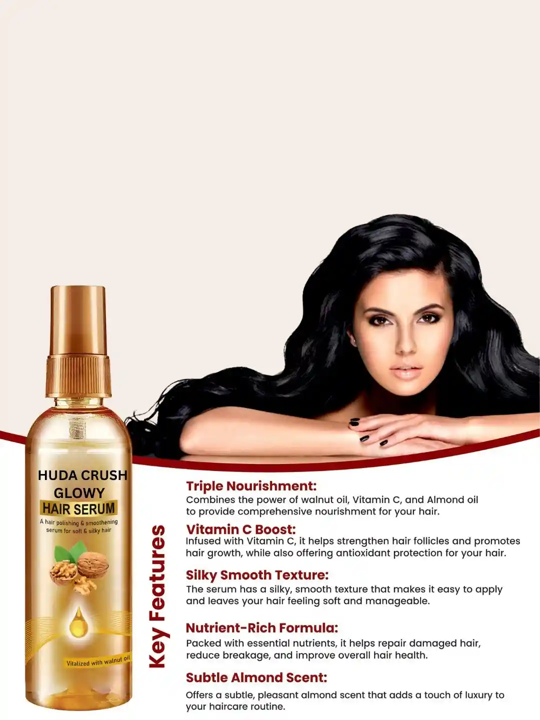 Buy Huda crush Glowy Hair Serum 100 ml Hair Serum for Women