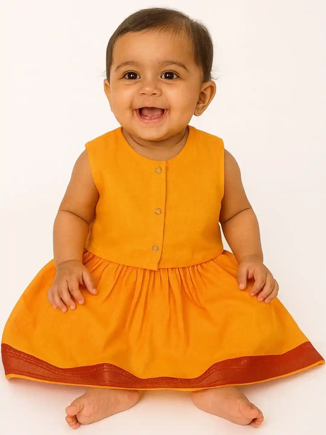 Buy Sangria Baby Girl Yellow Mangalgiri Cotton Lehenga Choli