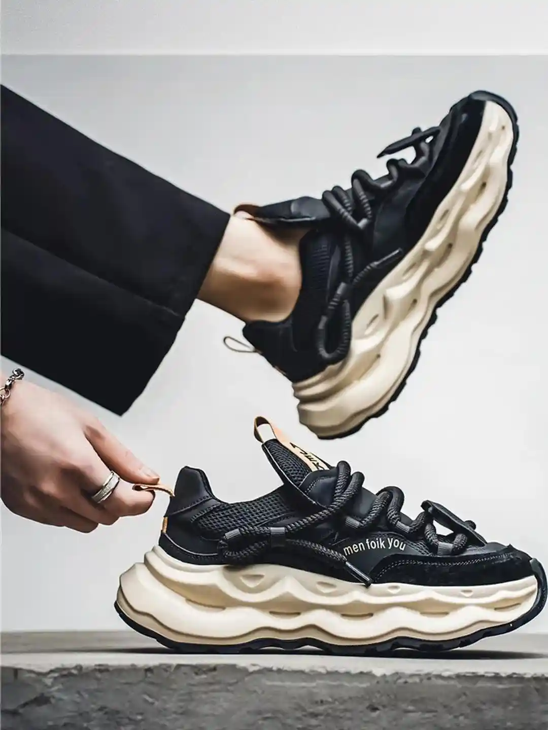 Buy Boizok Men Black Chunky Round Toe Lace-Ups Solid Casual