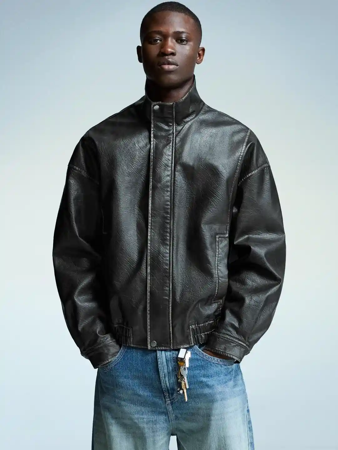 Buy Bershka Leather Effect Jacket - Jackets for Men 36673368 | Myntra