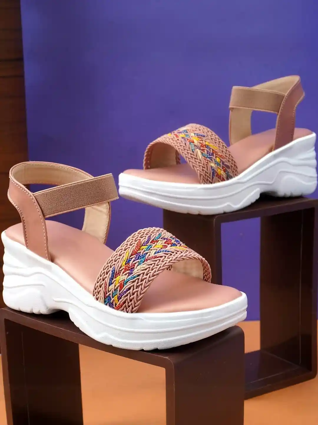 Shozie Girls Pink Multi Colored Strap Comfort Casual Sandals